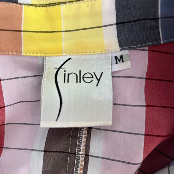 Finley  Shirt Womens Medium Multicolor Stripe Button Up Fun Colorful Y2K Retro - Picture 7 of 9